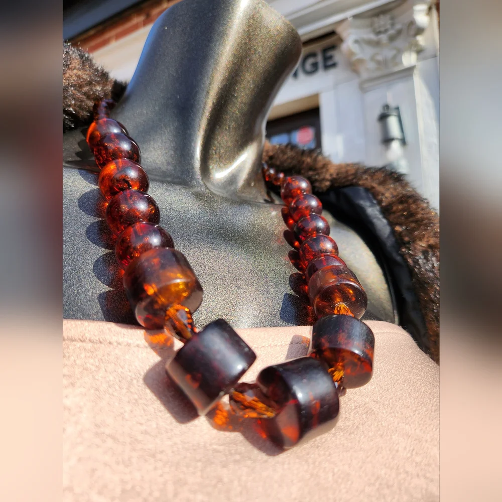 ✨️Chunky Vintage Brown Lucite Necklace - Tortoiseshell✨️ - Picture 15 of 15